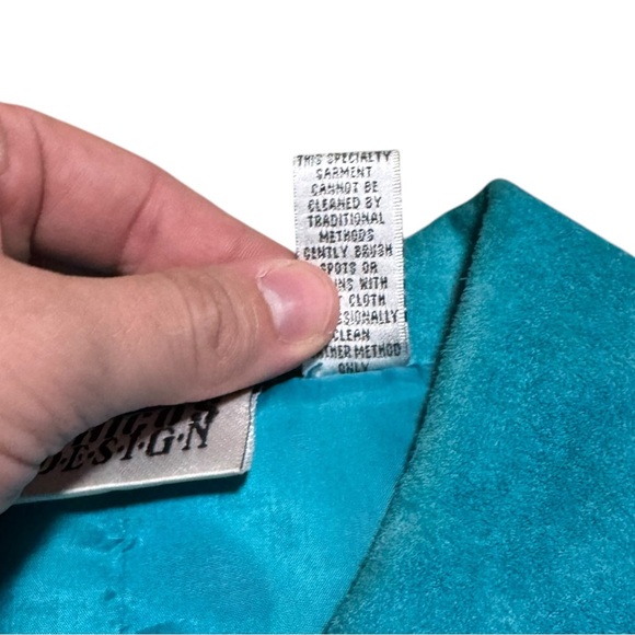 CHICO’S DESIGN‎ SUEDE LEATHER TURQUOISE BUTTERFLY EMBELLISHED JACKET SZ 1 - Picture 9 of 9